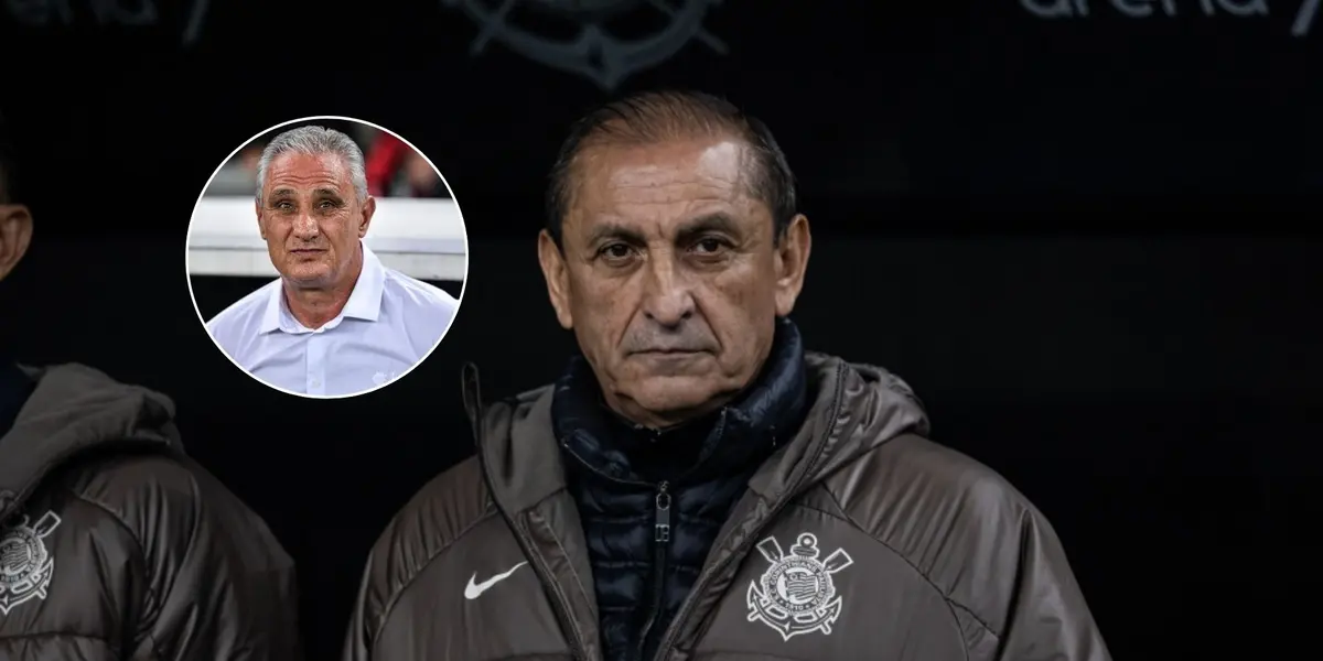 Ramón Diaz, técnico do Corinthians, e ao lado Tite, ex-técnico do Corinthians