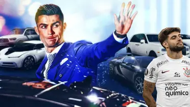 CR7 ostenta carros com Yuri Alberto ao lado