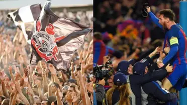 Fiel Torcida com messi ao lado em montagem