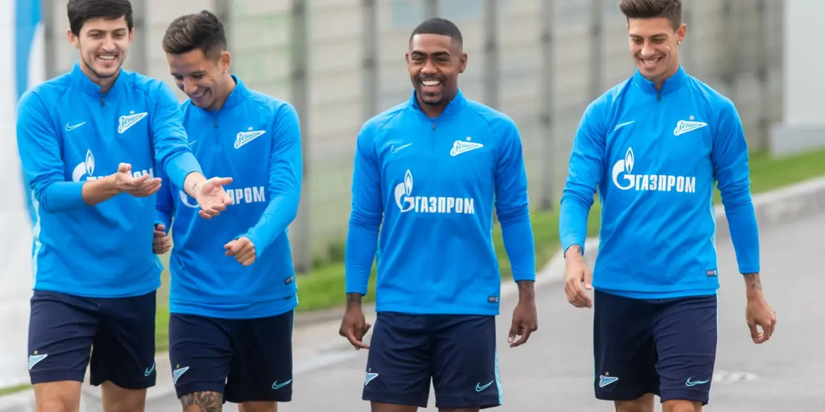 Jogadores do Zenit durante treino