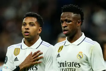 Vini Jr e Rodrygo durante partida